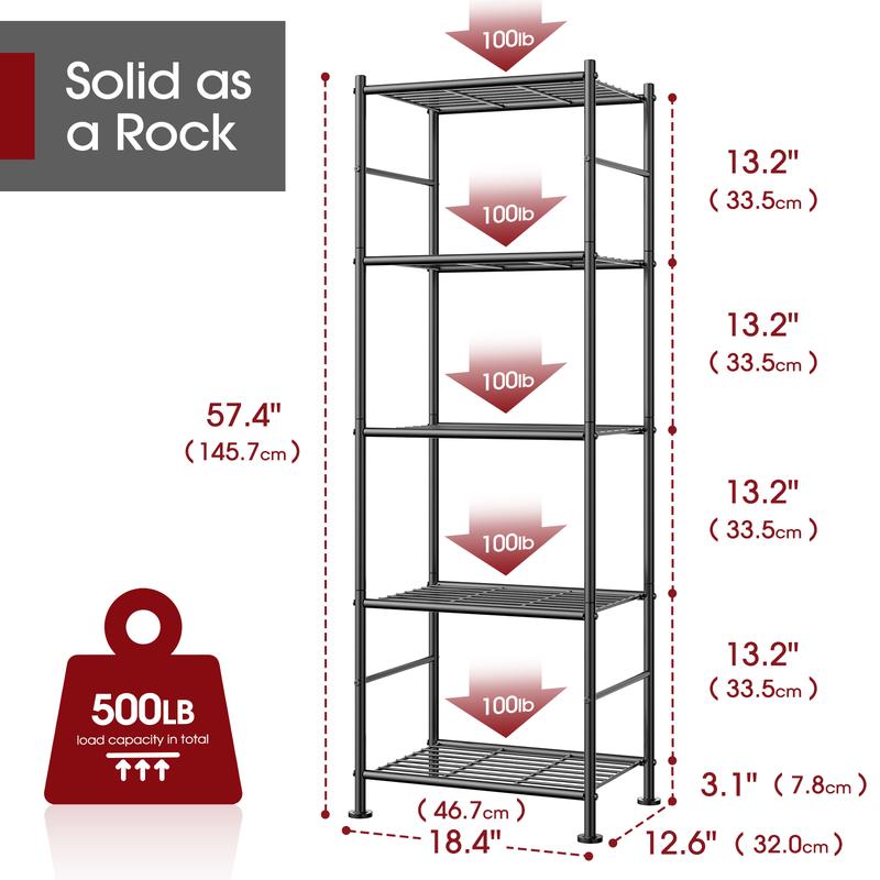 Multipurpose 5-Shelf Organizer Rack for Home & Garage